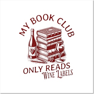 My Book Club Only Reads Wine Labels Vintage Look Posters and Art